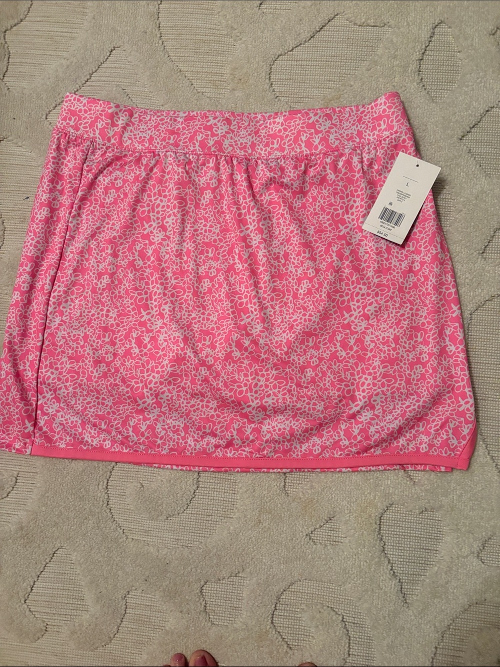crown & ivy Pink Mini Skirt with White Floral Print